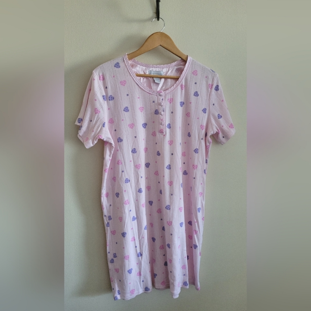 Vtg Croft & Barrow Dainty Feminine Cotton Blend Nightgown, Women's L, Pink